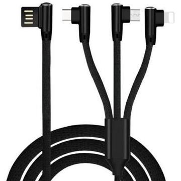 Кабель USB 2.0 AM to Lightning + Micro 5P + Type-C 1.2m black XoKo (SC-340-BK)