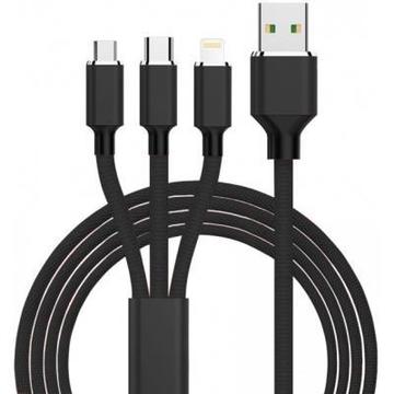 Кабель USB 2.0 AM to Lightning + Micro 5P + Type-C 1.2m black XoKo (SC-330-BK)