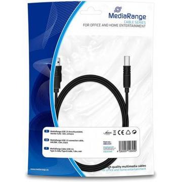Кабель MediaRange USB 2.0 A to USB 2.0 B plug 1.8 м Black (MRCS101)
