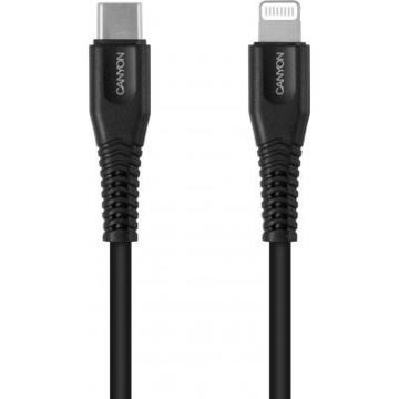 Кабель Canyon USB Type-C to Lightning 1.2m MFI Black (CNS-MFIC4B)