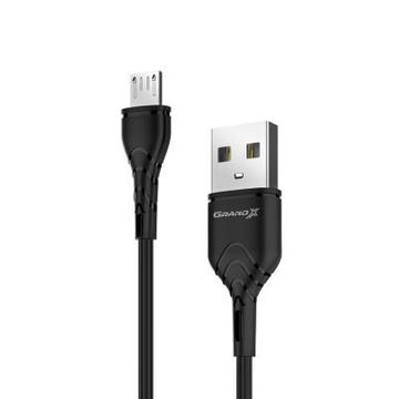 Кабель синхронизации Grand-X USB-microUSB Cu 3A 1м Fast Сharge Black (PM-03B)