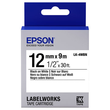 Витратні матеріали для торгового обладнання Epson LK4WBN LW-300/400/400VP/700 Standard Black/White 12mm/9m