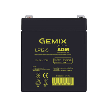 Аккумуляторная батарея для ИБП Gemix 12V, 5.0 A AGM