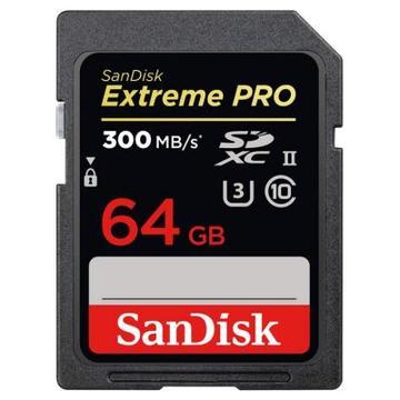 Карта памяти SanDisk 64GB SDXC C10 UHS-II U3 V90 R300/W260MB/s Extreme Pro