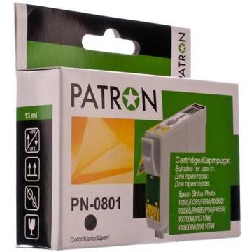 Картридж Patron EPSON R265/285/360,RX560/585/685,P50,PX650 BLACK (T0801) (PN-0801)