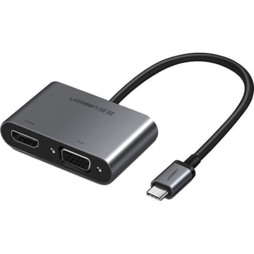 Кабель  Type-C M to HDMI+VGA Adapter with PD CM162 (Silver) Ugreen (50505)