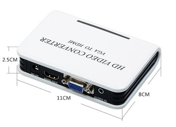 Адаптер і перехідник VGA 15F --> HDMI M v1.3, Jack 3.5 мм, пластик, White RTL