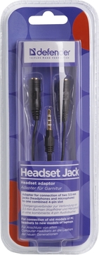 Кабель синхронізації аудіо Jack 3.5mm M 3pin -> 2 Jack 3.5mm F (розгалужувач) Defender