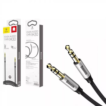 Кабель синхронізації Jack 3.5mm Baseus Yiven Audio Cable M30 M/M 0.5m Sailver+Black