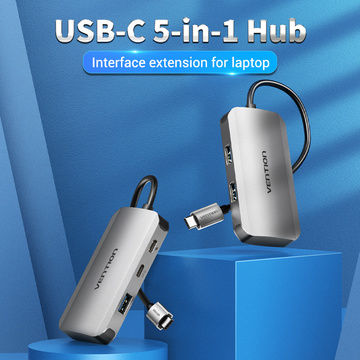 USB Хаб Vention USB3.1 Type-C/USB 3.0x3/USB-C Gen 1/PD 100W Hub 5-in-1 (TNDHB)