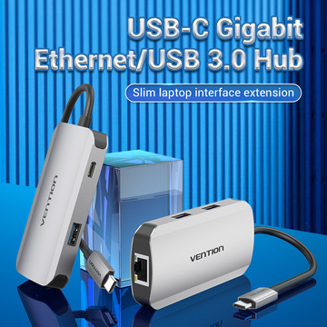 USB Хаб Vention USB3.1 Type-C/USB 3.0x3/RJ45 Gigabit/PD 100W Hub 5-in-1 (TNFHB)