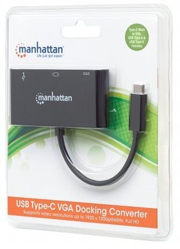 USB Хаб Manhattan USB3.1 Type-C/USB3.0/VGA/USB-C (F) black