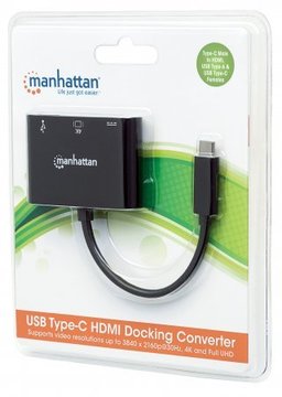 USB Хаб Manhattan USB3.1 Type-C/USB3.0/HDMI/USB-C (F) black