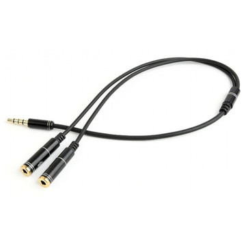 Кабель синхронізації Cablexpert (CCA-417M) 3.5 mm 4-pin-3.5 mm stereo + мікрофон 0.2м Black
