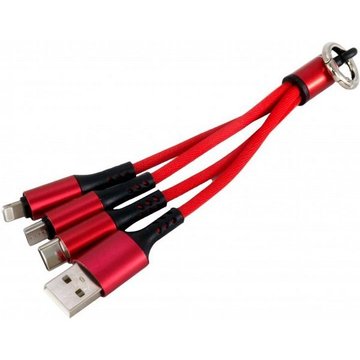 Кабель USB Extradigital (KBU1759) USB - USB Type-C/Lightning/microUSB 0.12 м Red