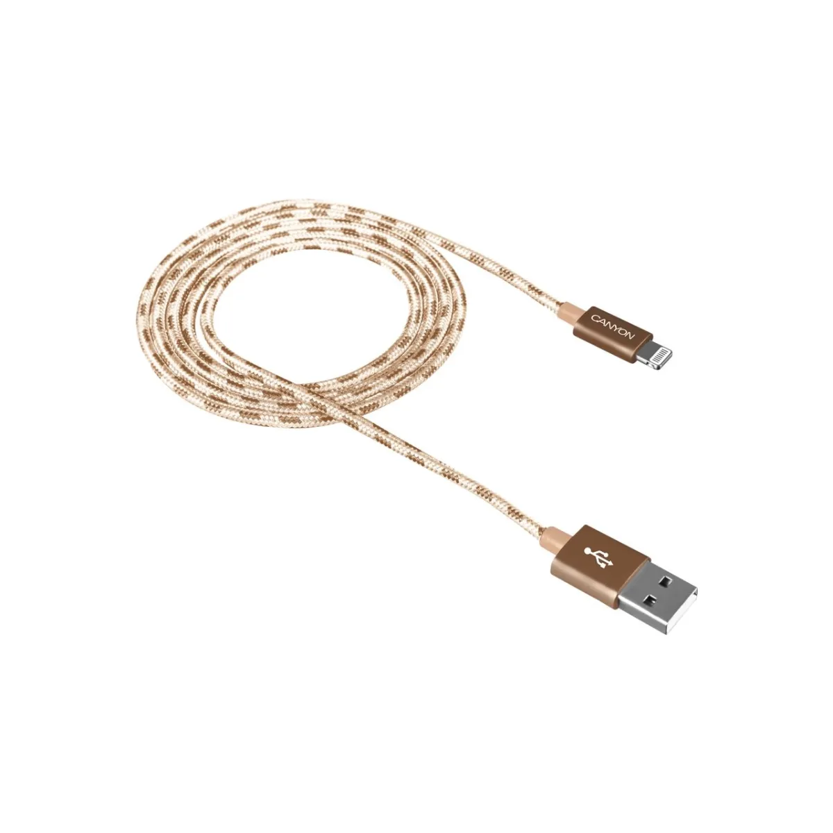 Кабель USB Canyon USB - Lightning 1м Gold (CNE-CFI3GO) в оплетке