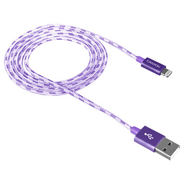 Кабель USB Canyon USB - Lightning 1м Purple (CNE-CFI3P) в оплетке