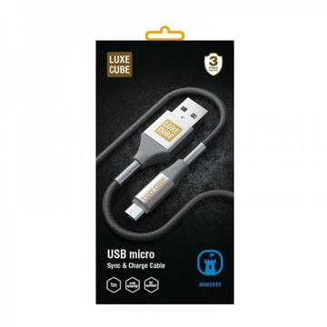 Кабель USB Luxe Cube Armored USB-microUSB 1м сірий (8886668686105)