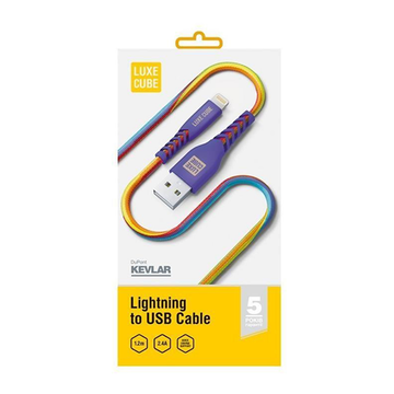 Кабель USB Luxe Cube Kevlar USB-Lightning 1.2м веселка (8886668686341)