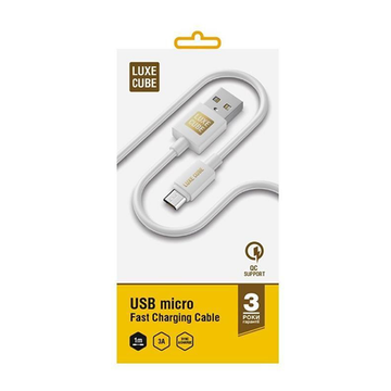 Кабель USB Luxe Cube USB-microUSB 3А 1м White (7775557575273)