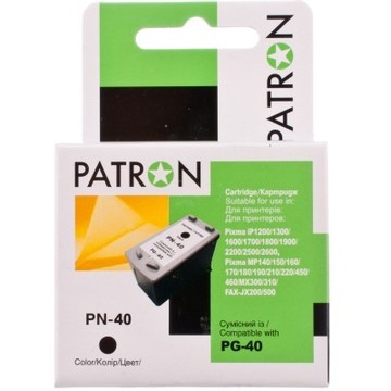 Струменевий картридж Patron Canon PG-40Bk Black (CI-CAN-PG-40-B-PN)