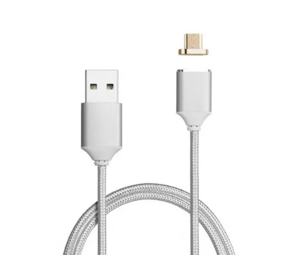 Кабель USB Voltronic USB-microUSB магнітний 1м Silver (YT-MCFB-M/S/13191) блістер