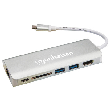 Док-станція Intracom USB3.1 Type-C/ HDMI/USB 3.0x2/RJ45/SD/PD 60W Hub 7-in-1