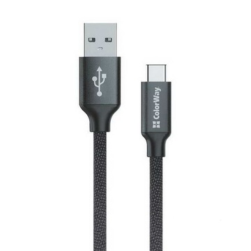 Кабель USB Colorway Type-C 2.1A 1м black