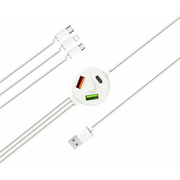 Кабель синхронізації XoKo SC-3300 USB-Lightning/MicroUSB/USB Type-C 1.2м White (SC-3300WT)