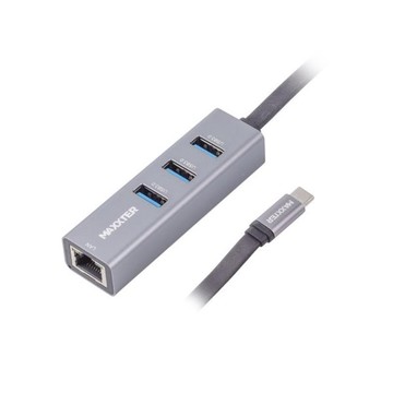 USB Хаб Maxxter 4хUSB3.0 RJ-45 Grey (NECH-3P-02)