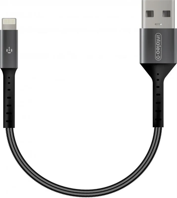 Кабель синхронізації Intaleo CB0 USB-Lightning 0.2м Black/Grey (1283126495618)