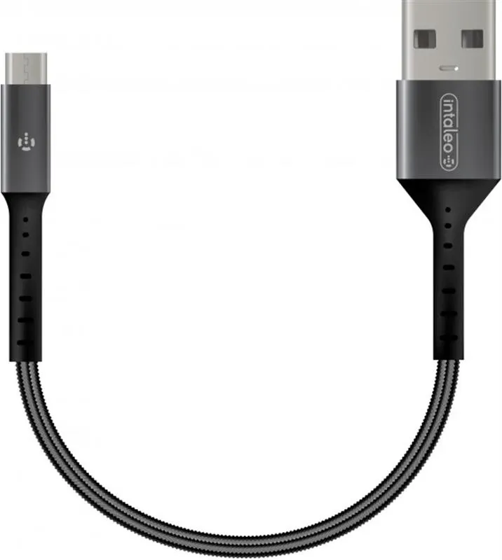 Кабель синхронизации Intaleo CB0 USB-microUSB 0.2м Black/Grey (1283126495632)