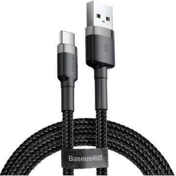 Кабель синхронізації Baseus cafule Cable USB For Type-C 2A 3m Gray+Black (CATKLF-UG1)