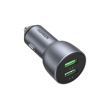 Зарядное устройство UGREEN QC 3.0+QC 3.0 Dual USB-A 36W Fast Car Charger Silver (CD213)