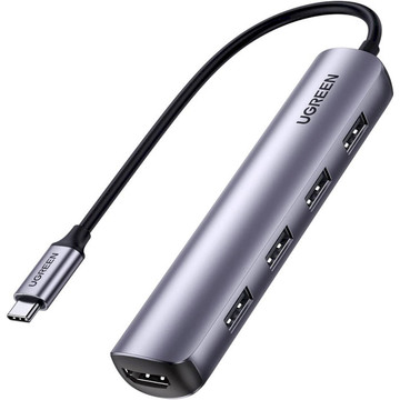 Док-станция Ugreen USB3.0 Type-C  to HDMI/USB 3.0x4/PD CM417 Silver