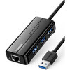 Док-станция Ugreen USB3.0  to USB 3.0x2/RJ45 Gigabit 20265 Black