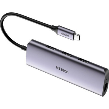USB Хаб Ugreen USB3.0 Type-C  to USB 3.0x3/RJ45/PD CM236 Silver