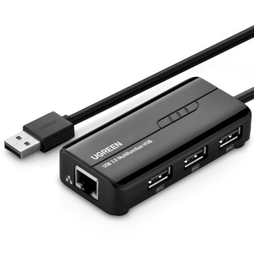 Док-станція Ugreen USB3.0  to USB 3.0x2/RJ45 100MB/ 20264 Black