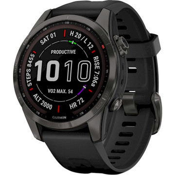 Смарт-часы Garmin fenix 7S Sapphire SolCarbon Gray DLC Ti w/ith Blk Band GPS (010-02539-25)