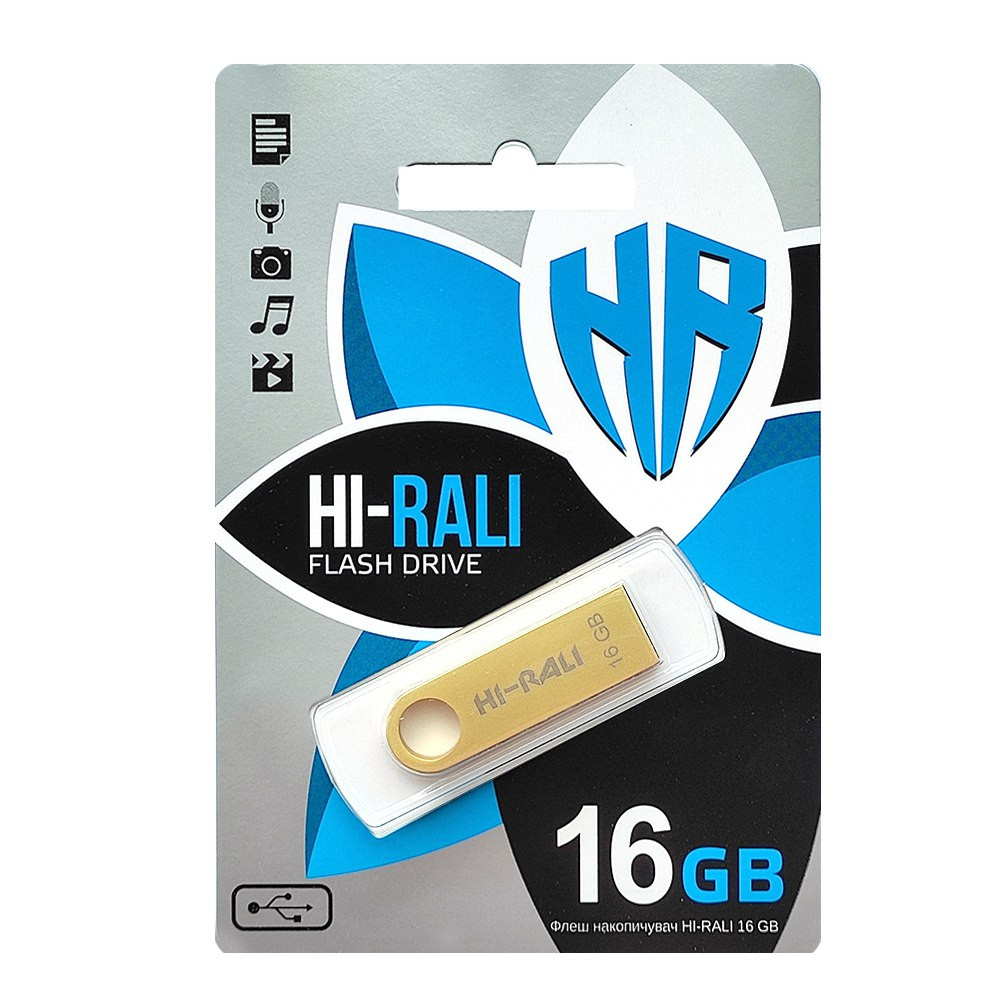 Флеш память USB Hi-Rali 16GB Rocket Series Gold USB 2.0 (HI-16GBSHGD)