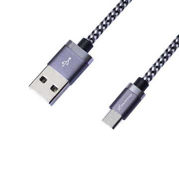 Кабель синхронізації Grand-X USB-microUSB 3A 1м Silver/Black (FM07SB)