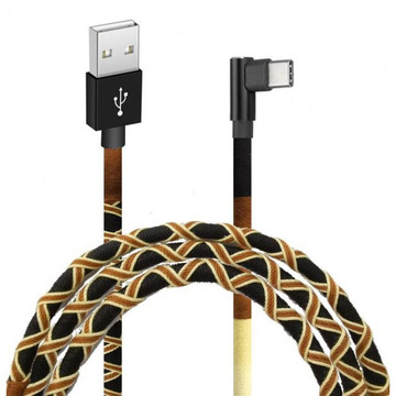 Кабель синхронізації Grand-X USB-USB-C 2.1A 1м Brown/Yellow кут. USB-C(FC-08BY)