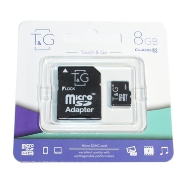 Карта пам'яті MicroSDHC   8GB Class 10 T&G + SD-adapter (TG-8GBSDCL10-01)