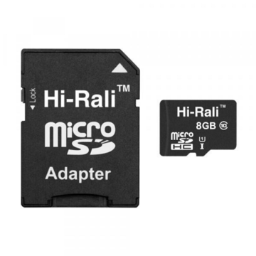 Карта пам'яті  MicroSDHC 8GB UHS-I Class 10 Hi-Rali + SD-adapter (HI-8GBSD10U1-01)