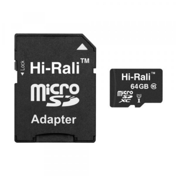 Карта пам'яті  MicroSDXC 64GB Class 10 Hi-Rali + SD-adapter (HI-64GBSDCL10-01)