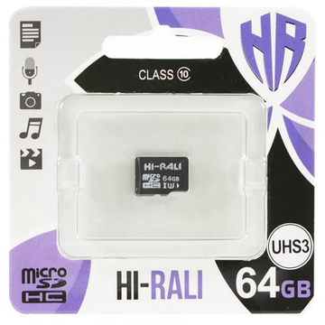 Карта пам'яті  MicroSDXC 64GB UHS-I/U3 Class 10 Hi-Rali (HI-64GBSDU3CL10-00)