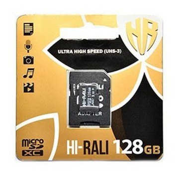 Карта пам'яті  MicroSDXC 128GB UHS-I U3 Class 10 Hi-Rali + SD-adapter (HI-128GBSD10U3-01)