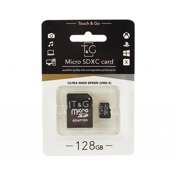 Карта памяти MicroSDXC 128GB UHS-I U3 Class 10 T&G + SD-adapter (TG-128GBSD10U3-01)