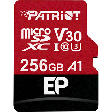Карта памяти MicroSDXC 256GB UHS-I/U3 Class 10 Patriot EP A1 R90/W80MB/s + SD-adapter (PEF256GEP31MCX)