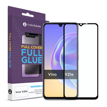 Защитное стекло и пленка  MakeFuture Vivo V21e Full Cover Full Glue (MGF-VV21E)